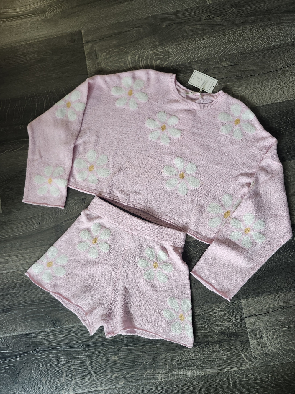 Pink Daisy Knit Kids Lounge/Casual Set